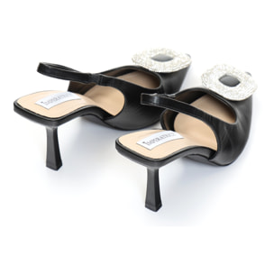 Dècolletè slingback in simil pelle con dettaglio strass sulla punta