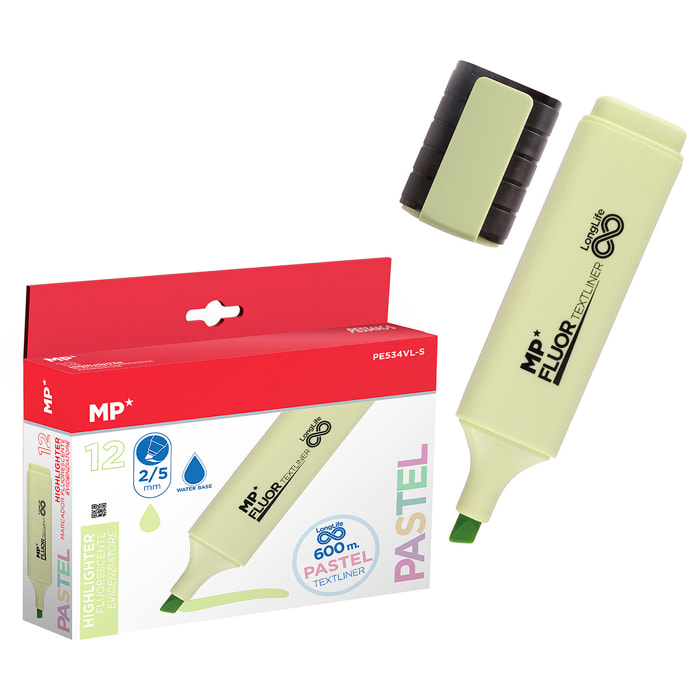 PACK 12 MARKER LONG LIFE FLOURESCENTI VERDE LIME