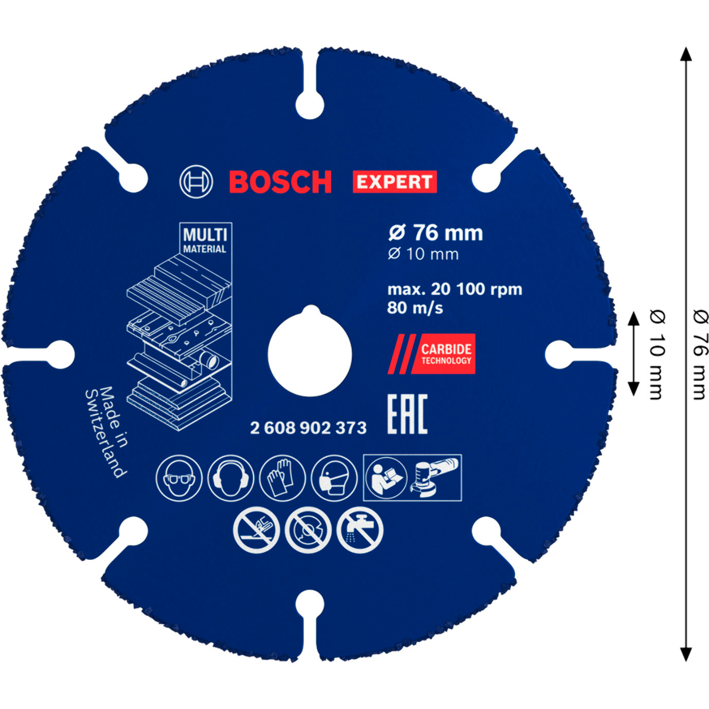 Disque à tronçonner carbure expert Multi Material 76x10mm - BOSCH - 2608902373