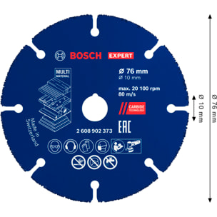Disque à tronçonner carbure expert Multi Material 76x10mm - BOSCH - 2608902373