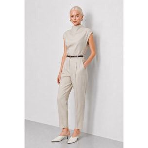 Kocca - Pantalone da donna gessato a vita alta con cintura Donna