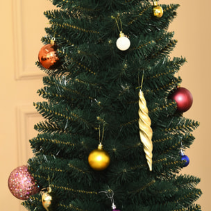 Árbol de Navidad Artificial Altura 180 cm Ignífugo con 380 Ramas Hojas de PVC Base Plegable y Soporte Metálico Decoración Navideña para Interiores Ø56x180 cm Verde