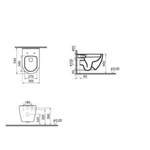 WC sans bride S60, fixations invisibles + Abattant softclose, Blanc (7510-003-6288)