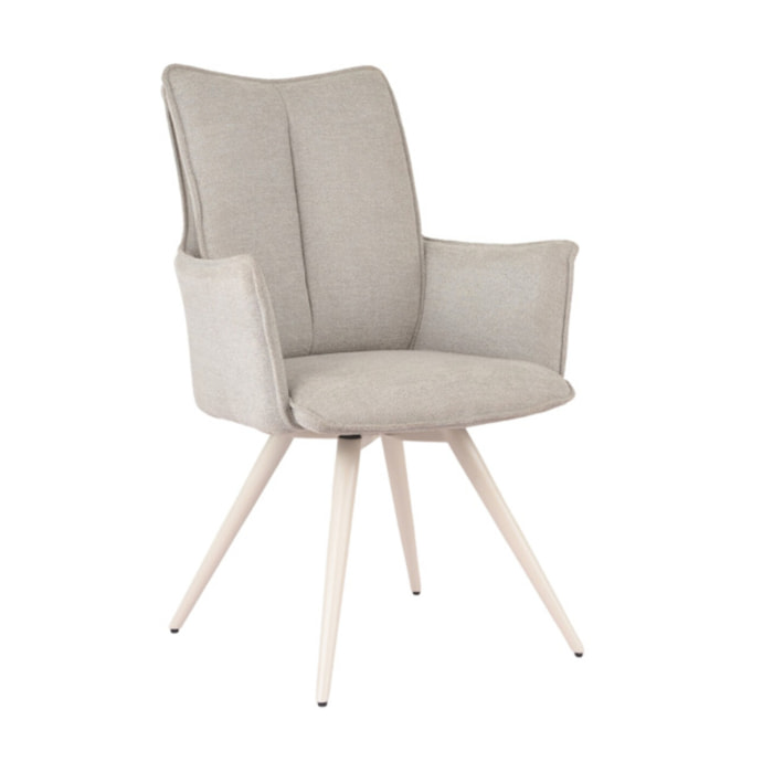 Chaise pivotante 180° avec accoudoirs tissu doux et pieds métal - TOMA