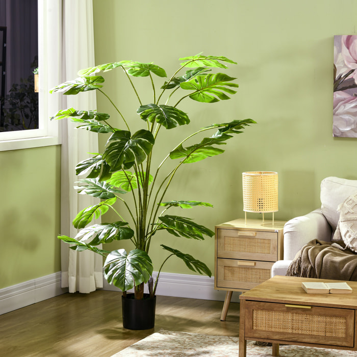 Arbre artificiel plante artificielle Monstera H. 180 cm tronc branches lichen feuilles de tortue grand réalisme pot inclus