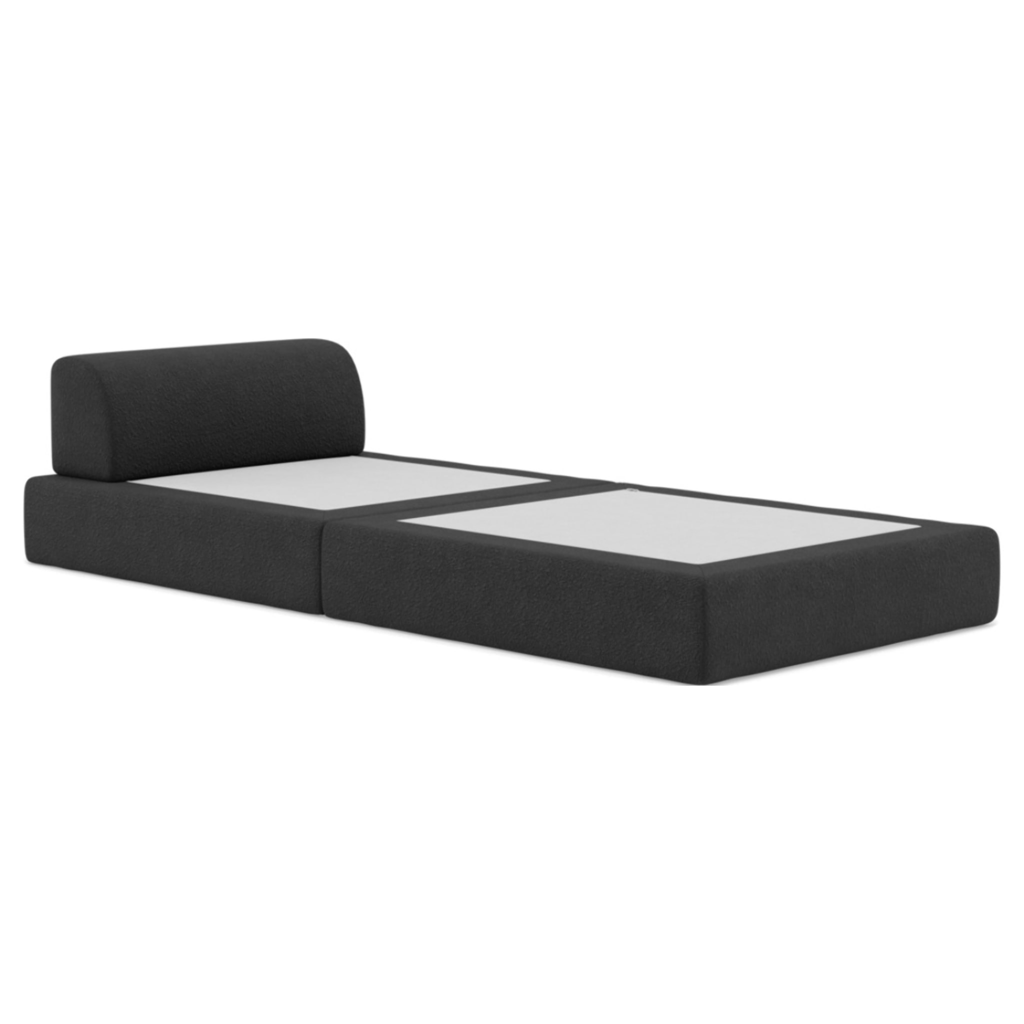 Edna - fauteuil convertible déplimousse en tissu bouclette - Noir
