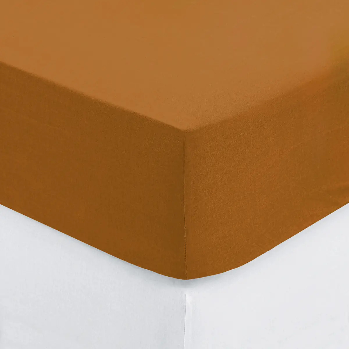 Drap-housse "Carina" en coton 90x190cm moutarde