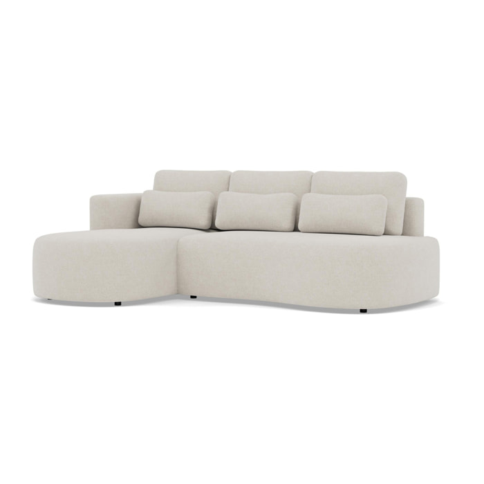 Mahina - canapé d'angle gauche 4 places convertible avec coffre en tissu texturé - Beige