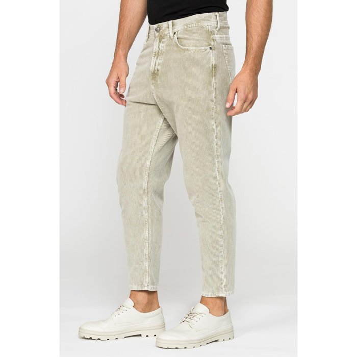 PANTALONE 5 TASCHE IN VELLUTO EFFETTO ACID WASH