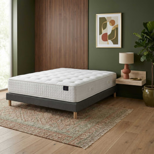 Ensemble matelas ressorts HÉLIOS, mémoire de forme, H31 cm, sommier gris foncé