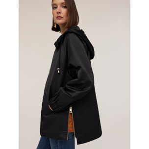 Motivi - Parka de mezcla de algodón con capucha - Negro