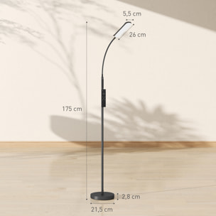 Lámpara de Pie LED Regulable Lámpara de Pie para Salón con Temperaturas de Color Ajuste Continuo Control Remoto y Táctil Temporizador de 60 Minutos Función Memoria Cuello Giratorio Negro