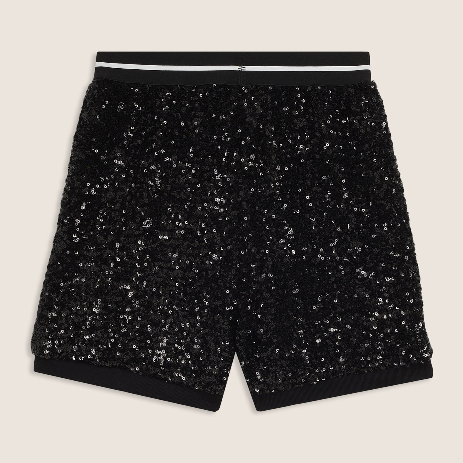 Shorts Junior in paillettes con elastico jacquard
