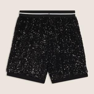 Shorts Junior in paillettes con elastico jacquard