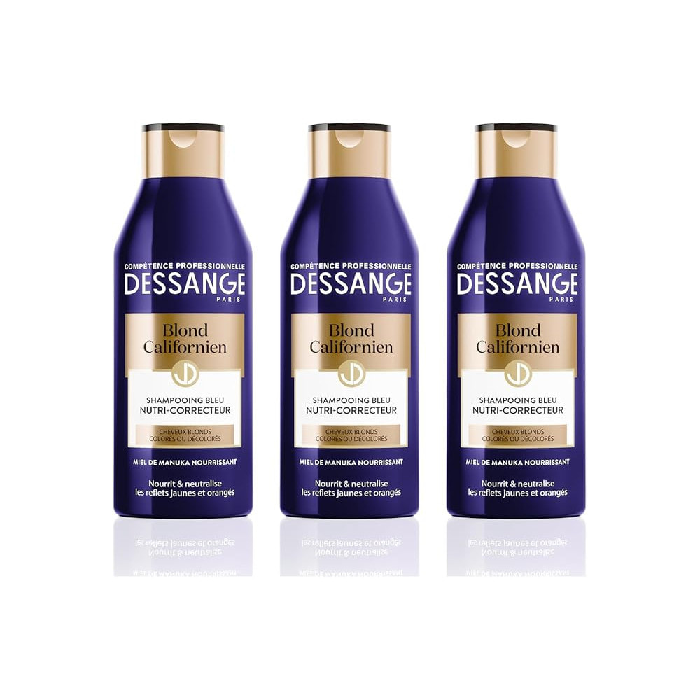 Dessange Blond Californien Coffret Shampooing Bleu Nutri-Correcteur 250ml Lot de 3