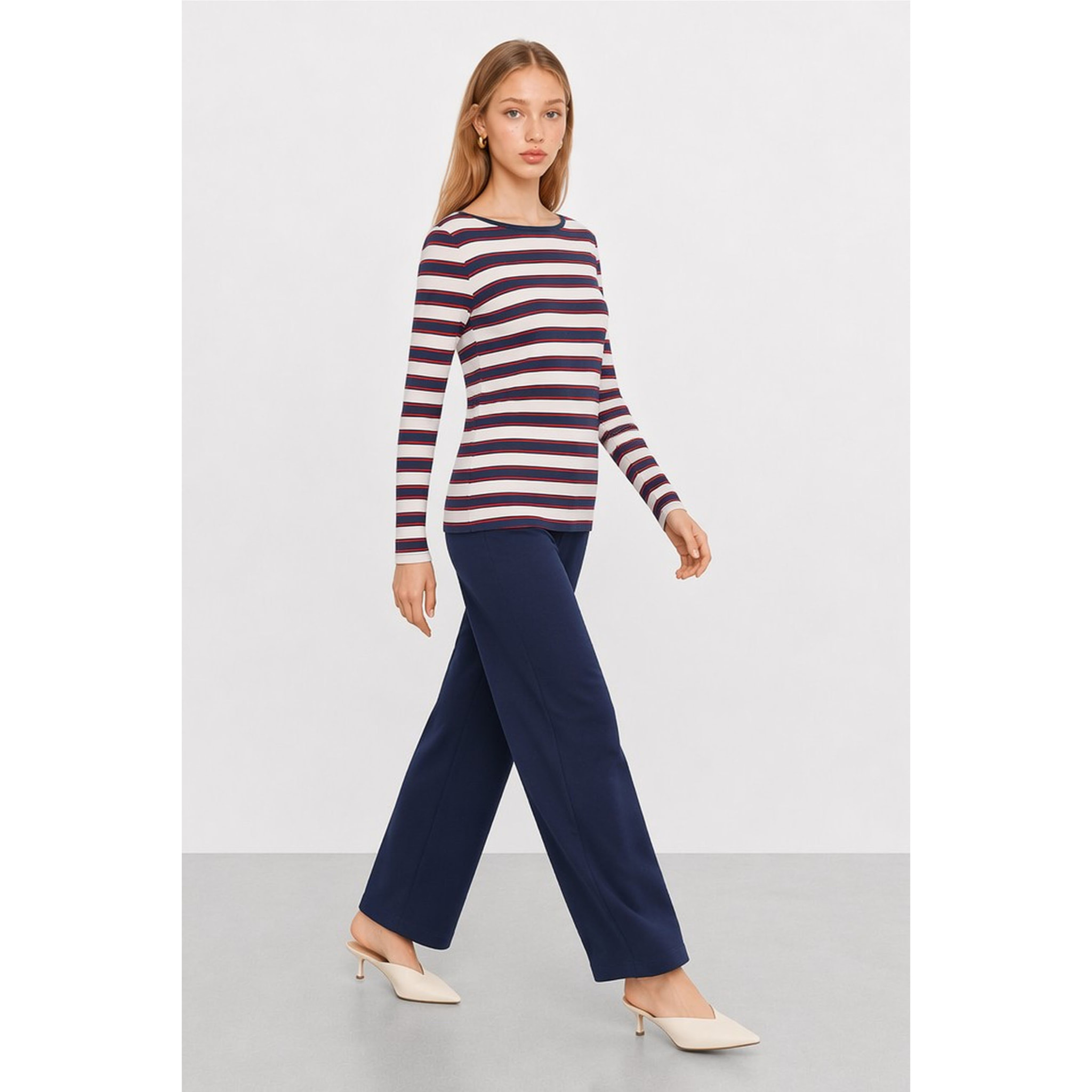 Kocca - T-shirt da donna a righe con maniche lunghe in viscosa Donna