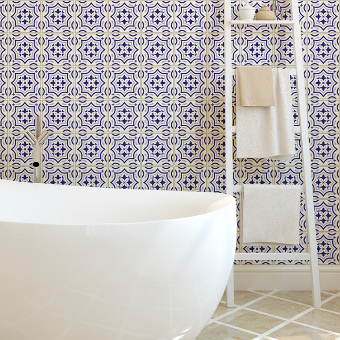 Stickers muraux - Sticker Mural Carrelage adhésif Cuisine Salle de Bain - 24 STICKERS CARREAUX DE CIMENT AZULEJOS CARMEN