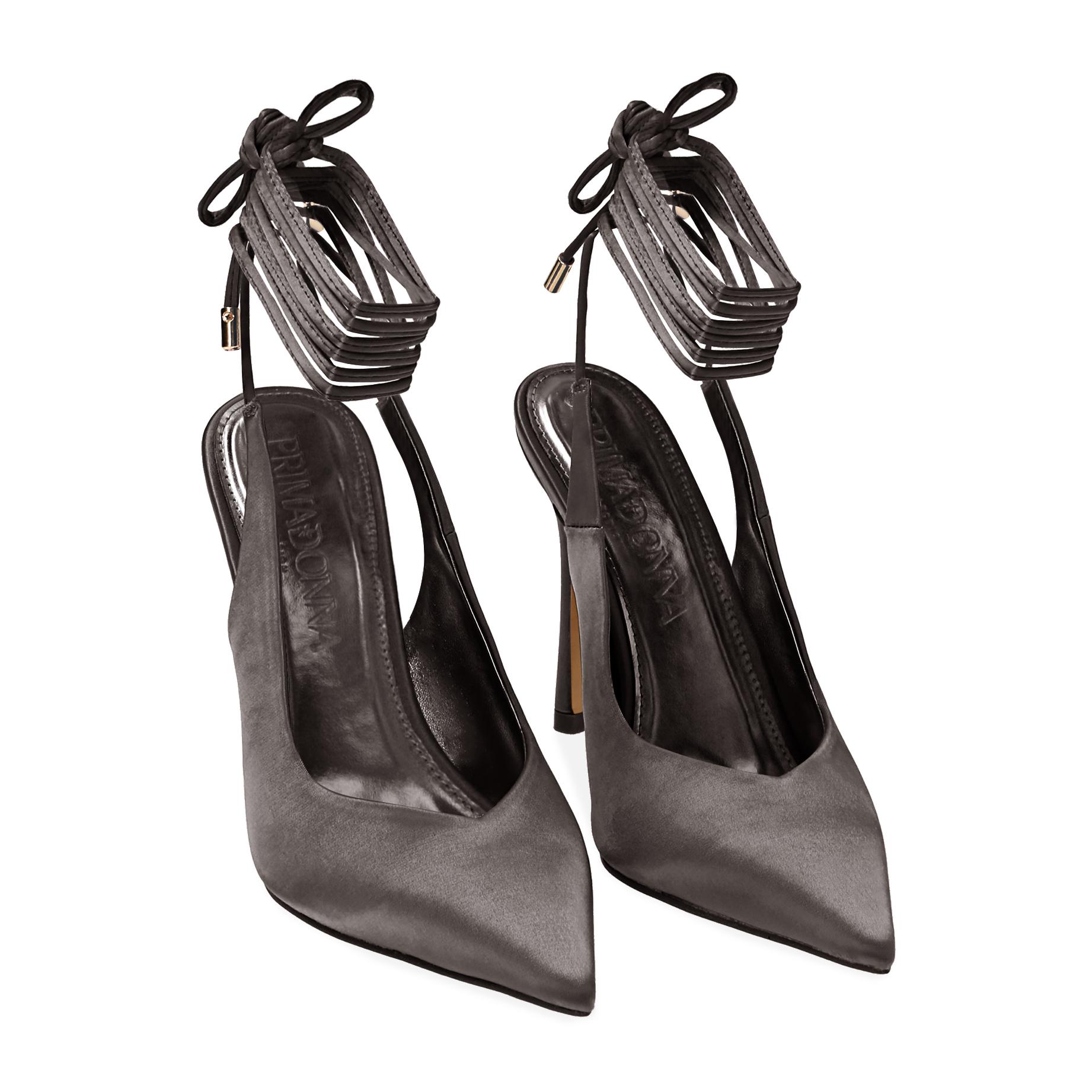 Slingback nere in raso, tacco 11 cm