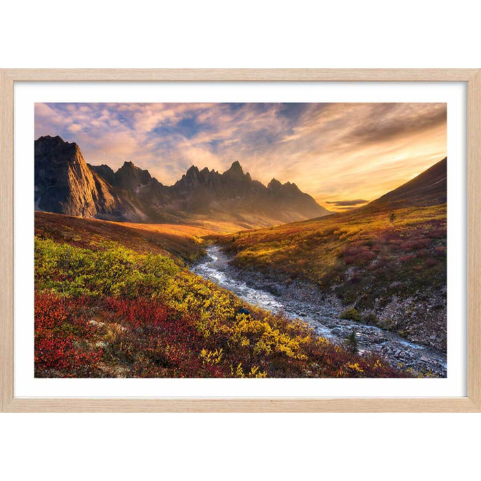 Affiche paysage moutain paradise Affiche + cadre en bois - Chêne