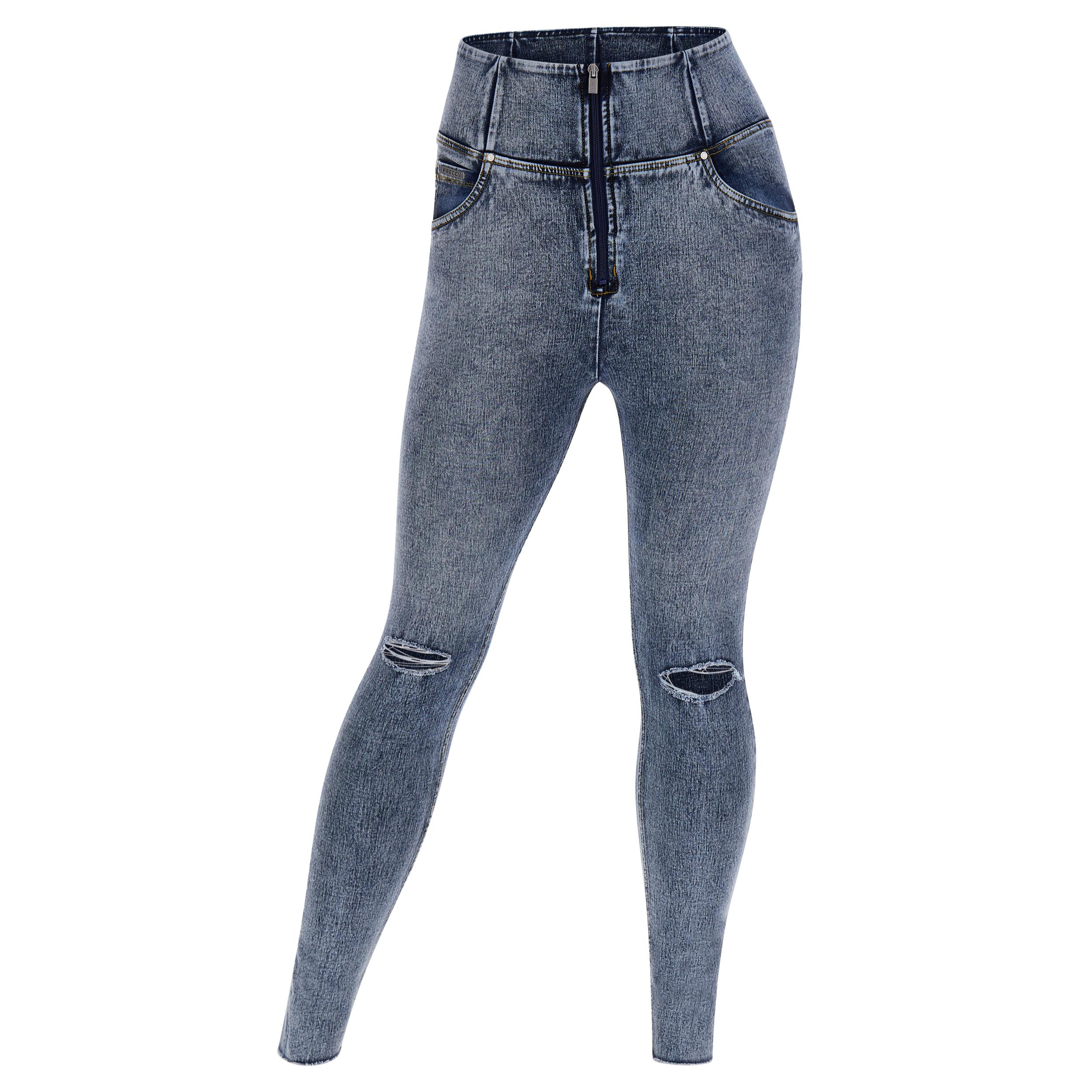 Jeans push up WR.UP® 7/8 curvy vita alta denim marble wash