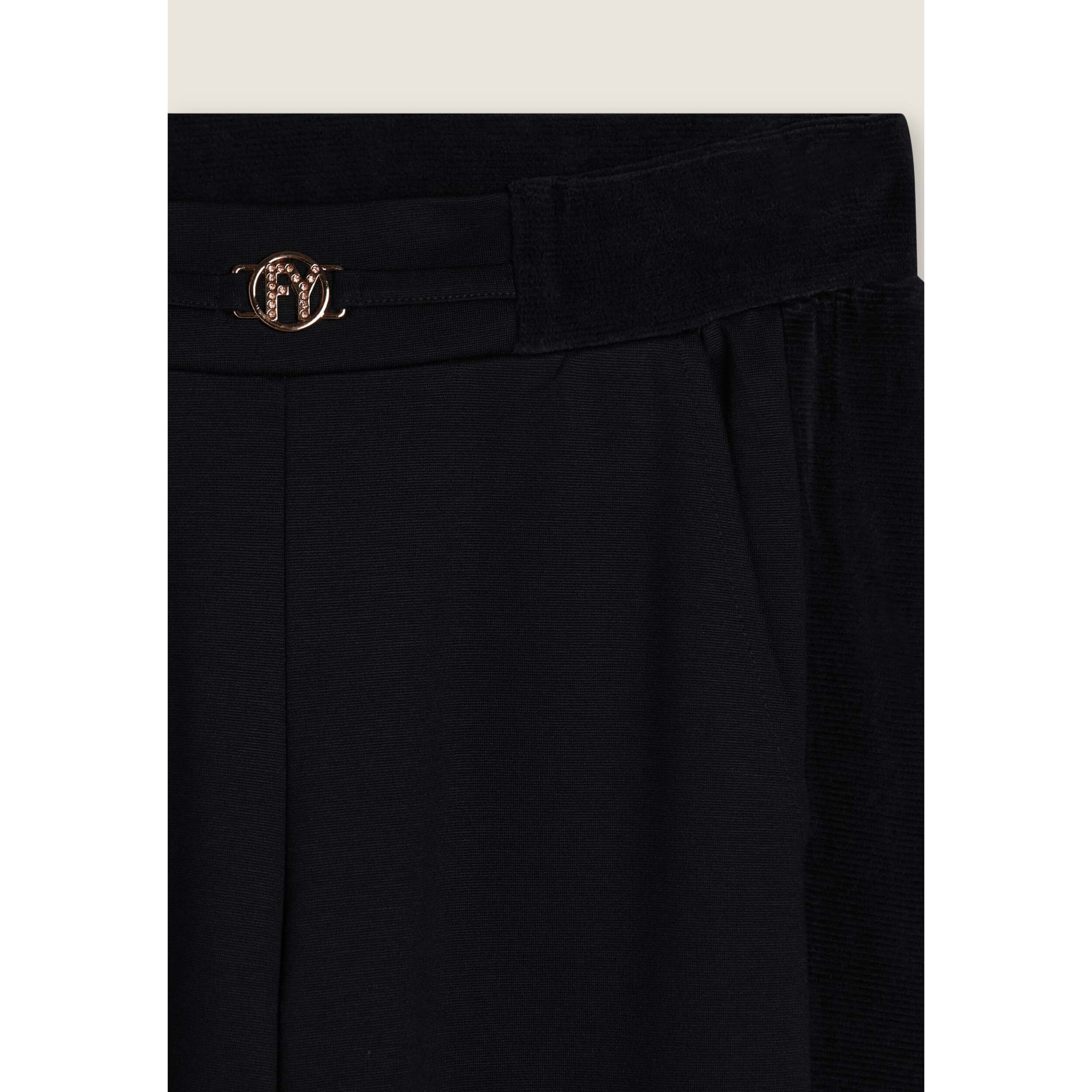 Pantaloni wide leg in viscosa con dettagli in ciniglia