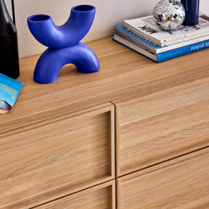 Commode de rangement effet bois 6 tiroirs naturel L 120 x P 43 x H 75cm - Kuba