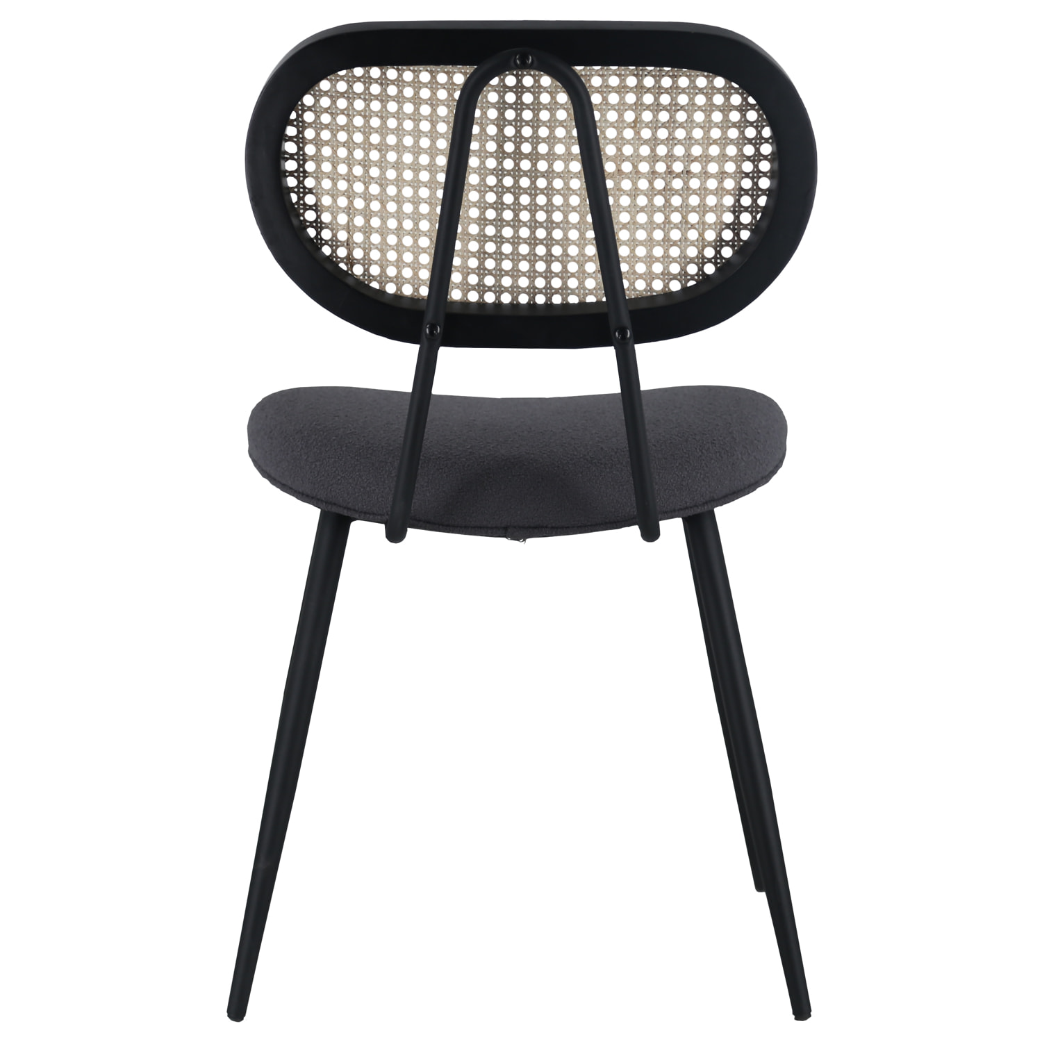 Lot de 2 chaises en cannage et tissu boucle gris ELENA