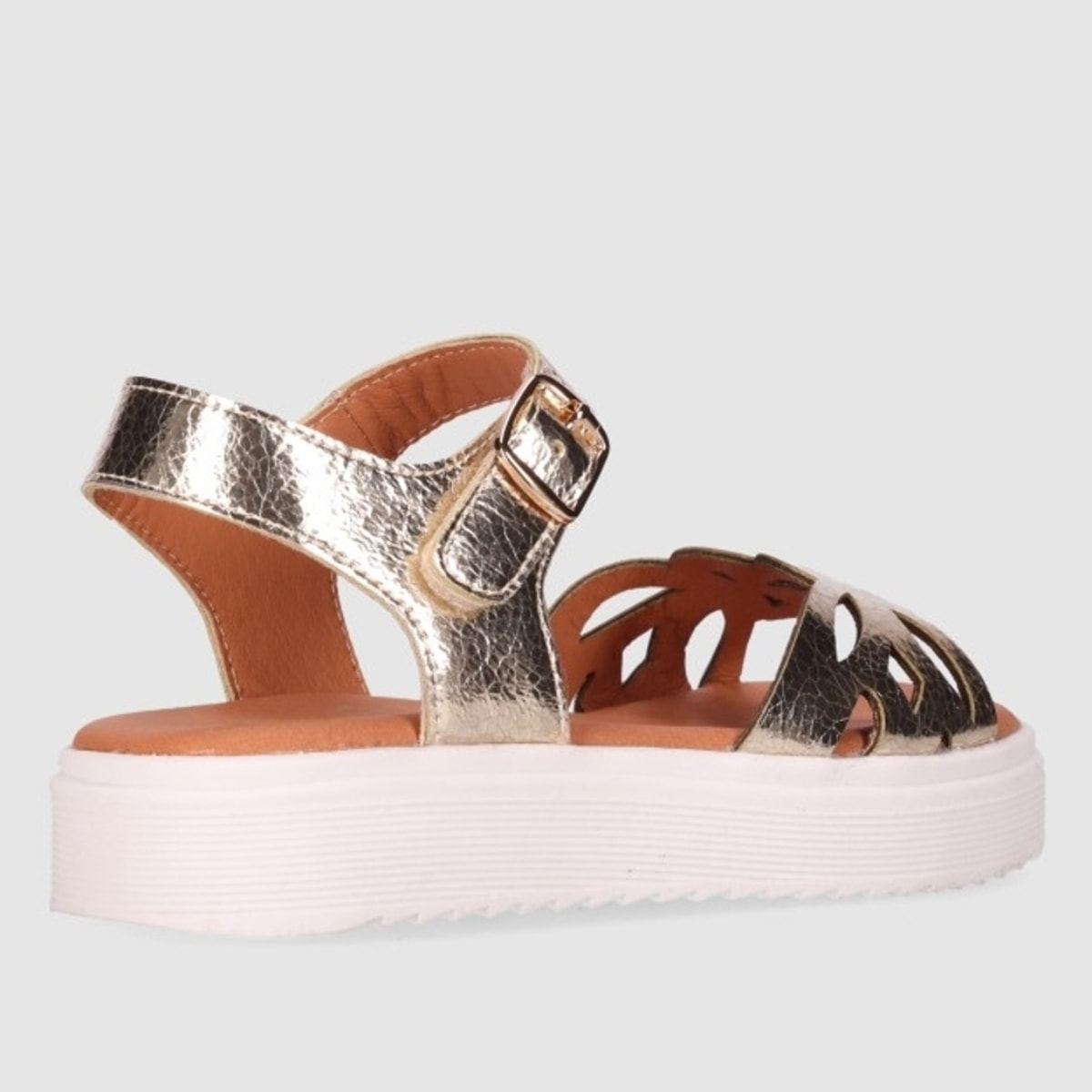 Sandalias de Piel - Platino - Tacón: 2 cm