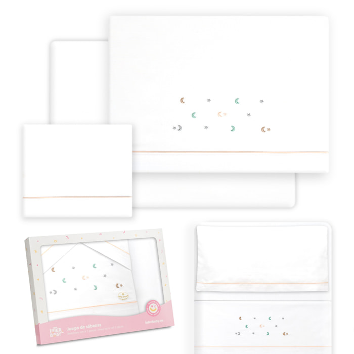Triptico Minicuna Estrella Luna Multicolor Bco/Rosa