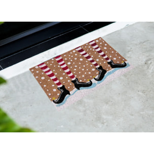 Zerbino Natalizio Ingresso Casa Antiscivolo In Cocco Gambe Elfo