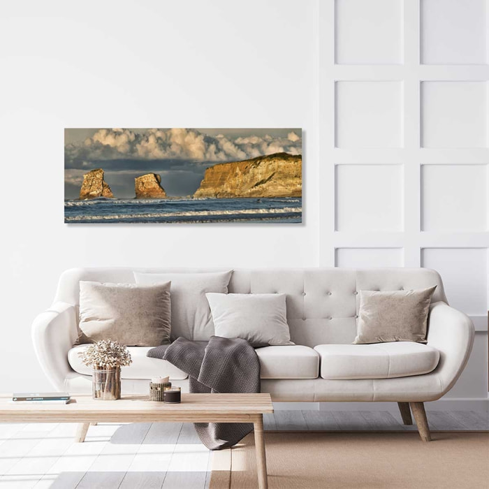Tableau plage d'hendaye et les rochers des 2 jumeaux Toile imprimée