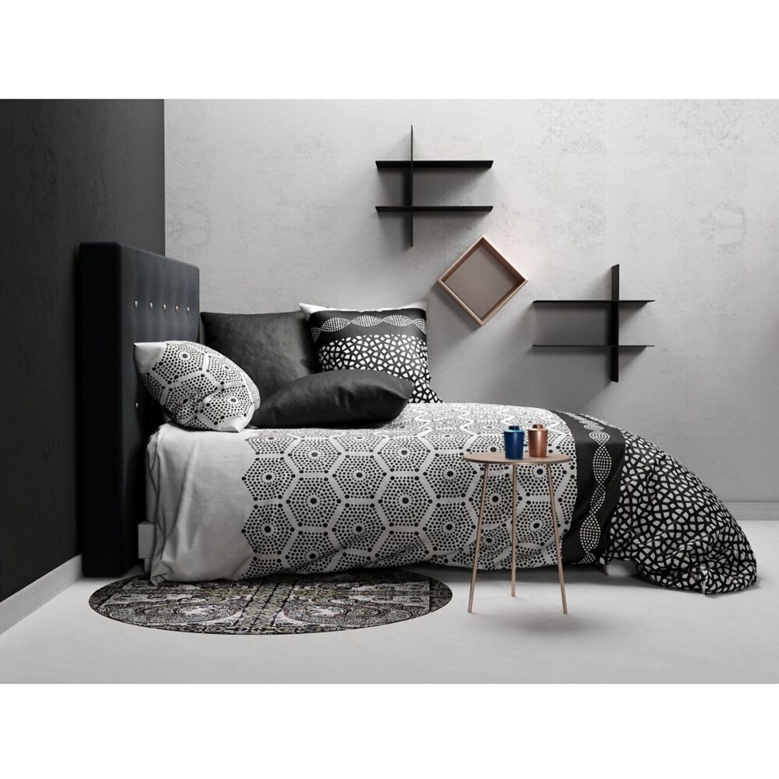 Parure housse de couette coton noir