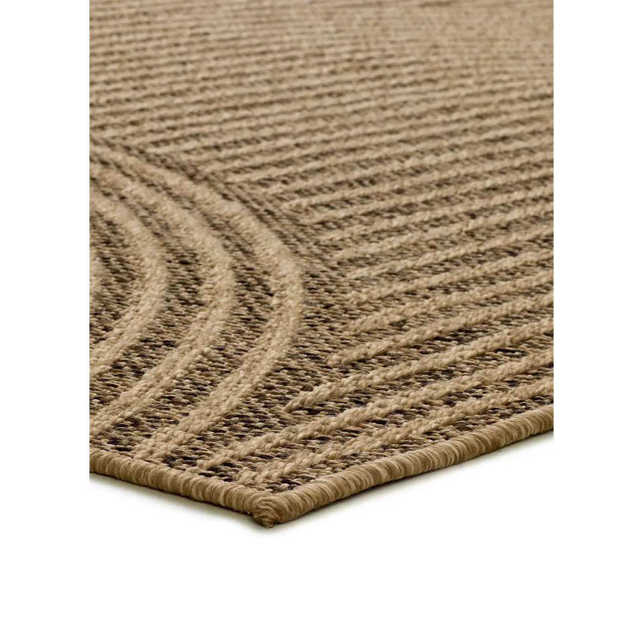 ACRA Alfombra de exterior geométrica efecto yute color natural, varias medidas disponibles.