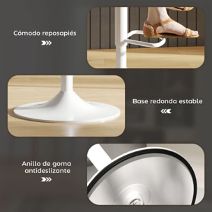 Juego de 2 Taburetes de Bar Taburetes Altos de Cocina Regulable en Altura 84-104 cm con Respaldo y Reposapiés Tapizado en PU Giratorio en 360° para Comedor Mostrador Blanco