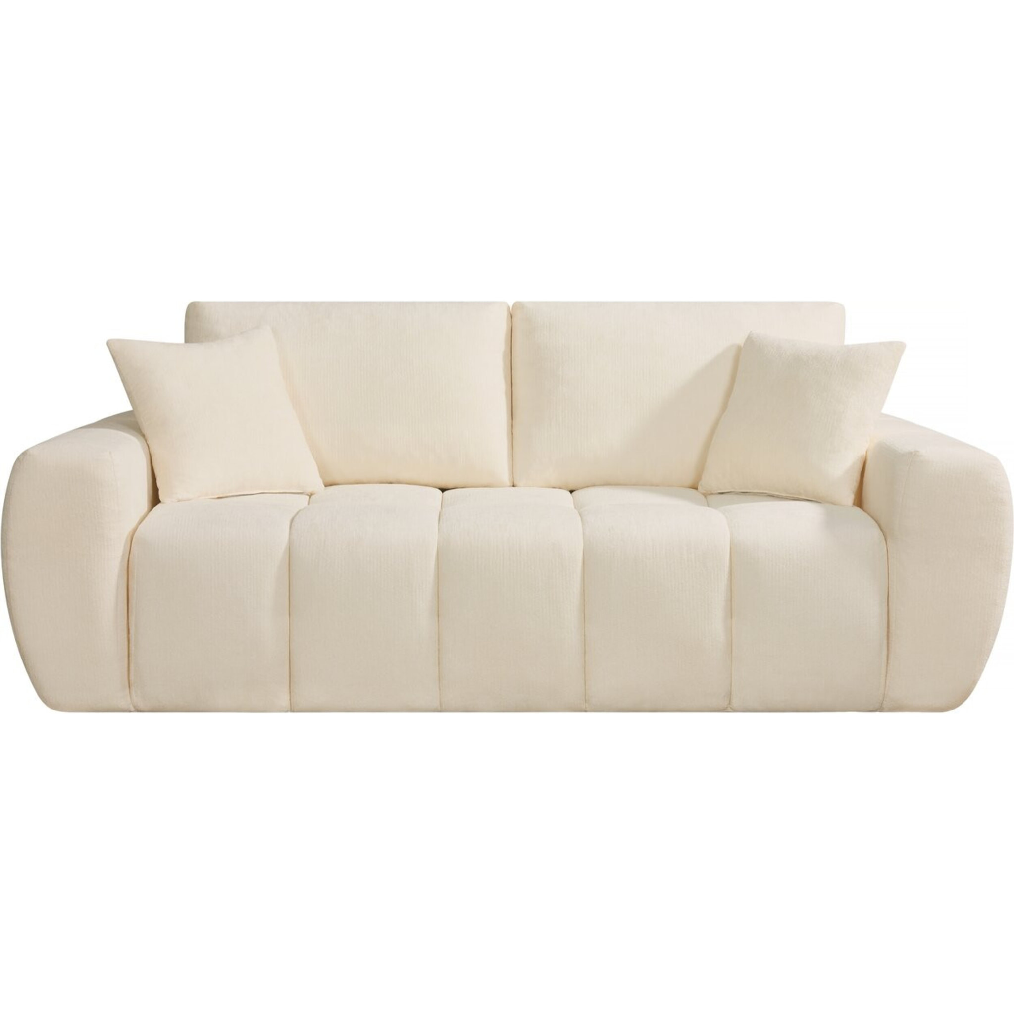 Canapé droit en tissu style bubble "Léonie" - 3 places - Beige