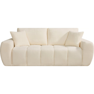 Canapé droit en tissu style bubble "Léonie" - 3 places - Beige