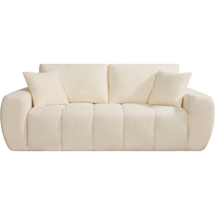 Canapé droit en tissu style bubble "Léonie" - 3 places - Beige
