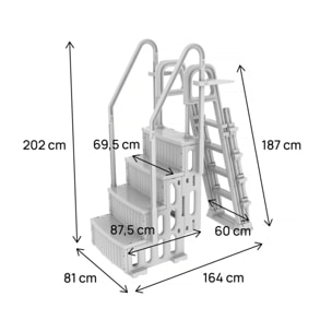 Escalier double piscine "Mario" avec système de sécurité enfant