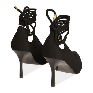 Salón de lycra negro, tacón 8,5 cm.