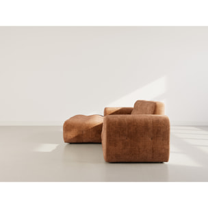 Diane - Canapé d'angle gauche 4 places en velours texturé - Terracotta