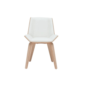 Chaise design blanc et bois clair MELKIOR