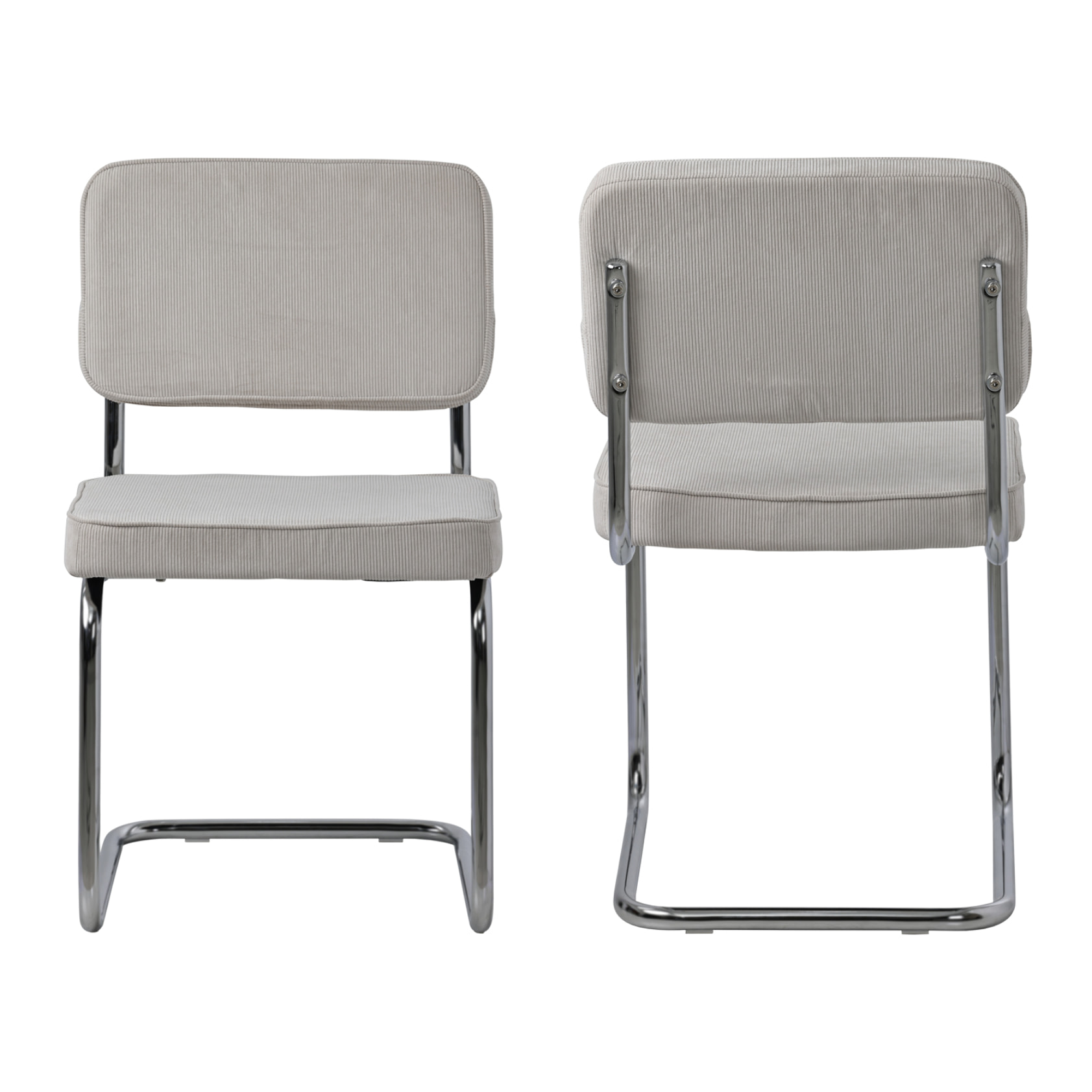 Lot de 2 chaises cantilever en velours côtelé beige MARIA