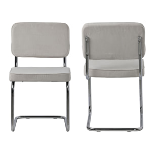 Lot de 2 chaises cantilever en velours côtelé beige MARIA