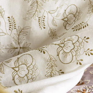 Nappe brodée en lin, PARADIS, Ecru