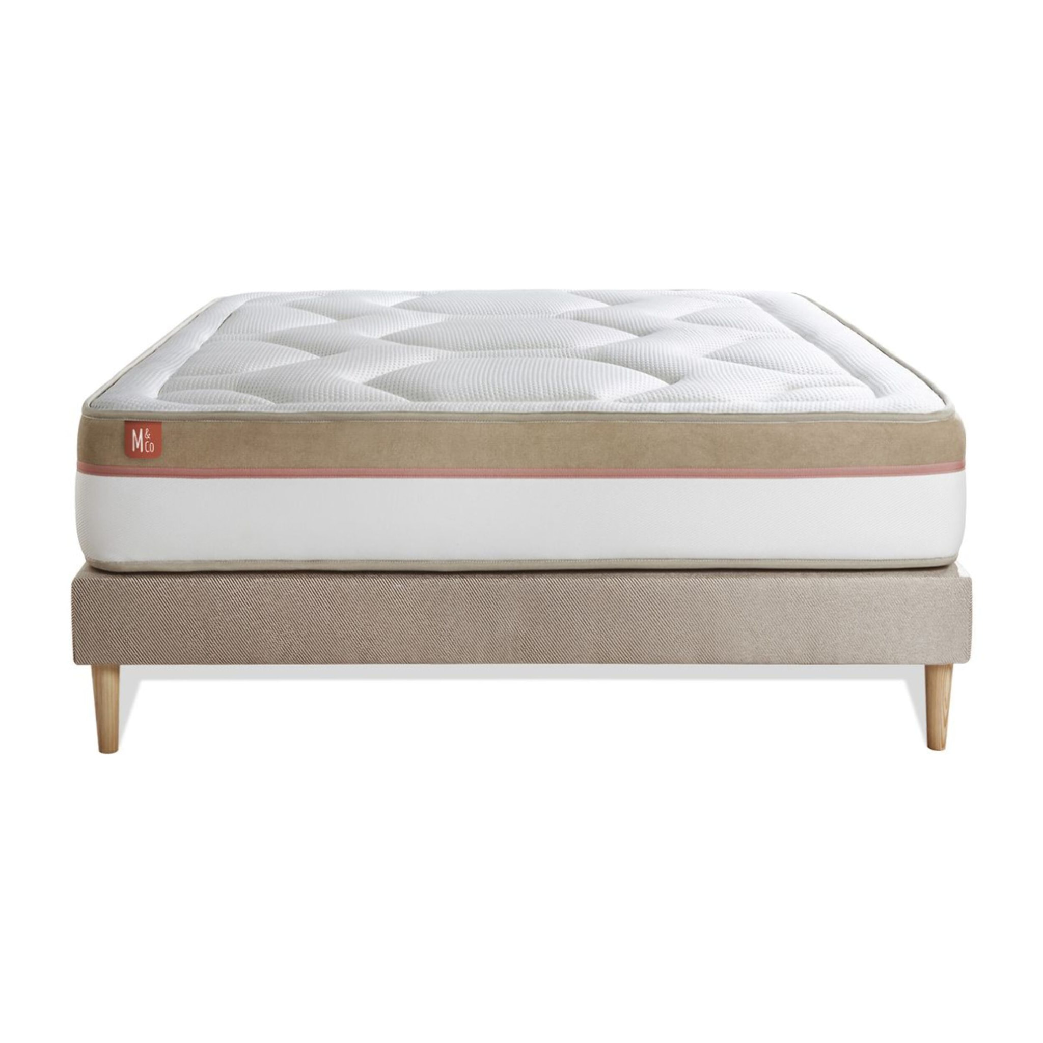 Ensemble Matelas Le Cosy - 30cm - Mémoire de forme - Confort durable - Sommier kit Beige