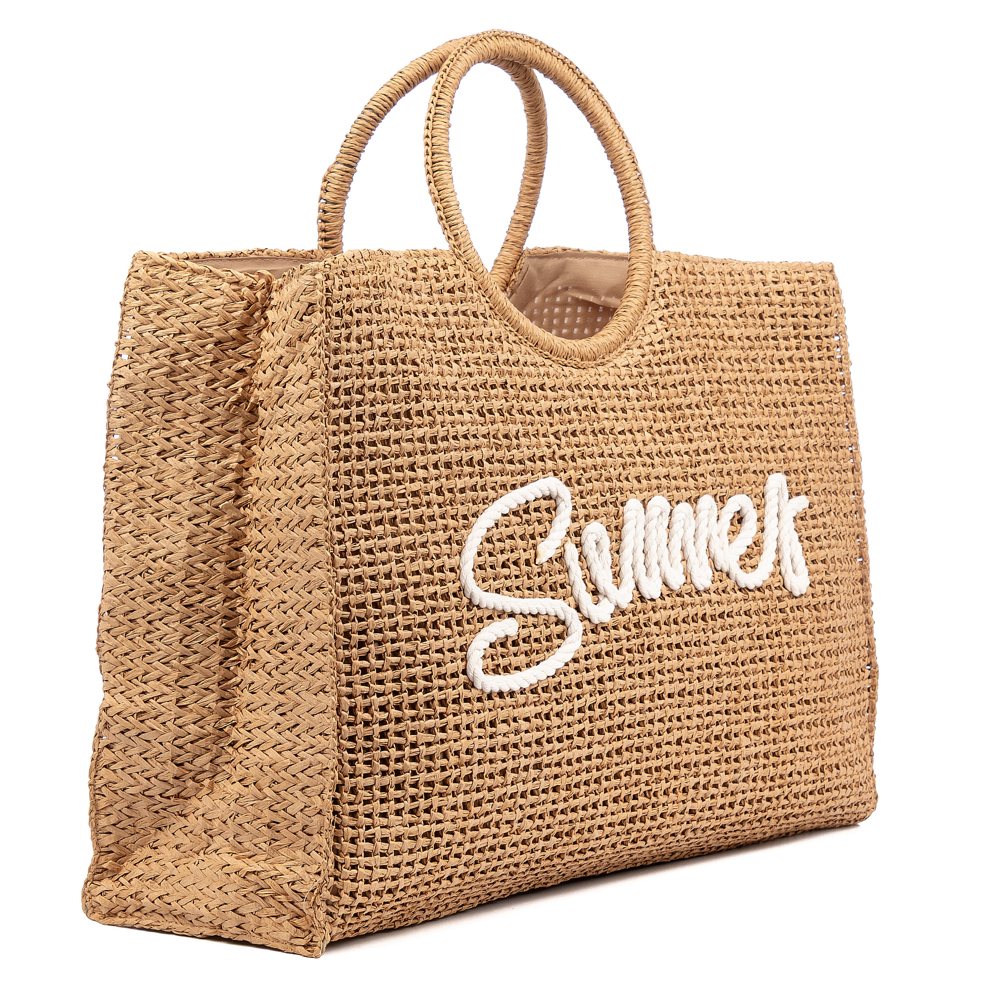 Bérgamo Bolso de mano Mujer. Fabricado en paja trenzada diseño "Summer".