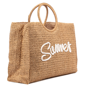 Bérgamo Bolso de mano Mujer. Fabricado en paja trenzada diseño "Summer".