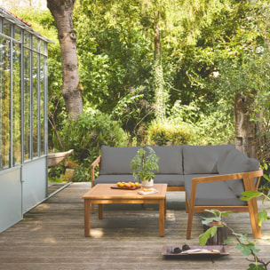 Salon de jardin d'angle bois d'acacia 5 places LOBERIA CORNER