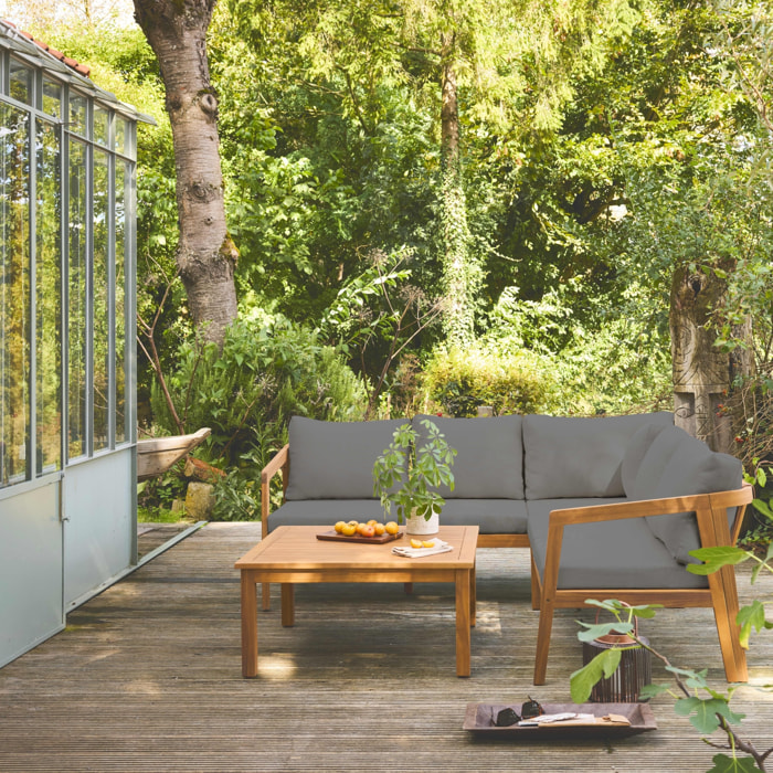 Salon de jardin d'angle bois d'acacia 5 places LOBERIA CORNER