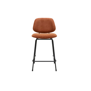 Tabourets de bar en tissu effet velours texturé terre brûlée et métal H66.5 cm BARNET (lot de 2)
